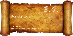 Bondy Ida névjegykártya