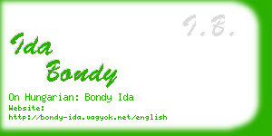 ida bondy business card